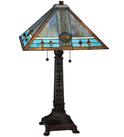 Meyda Tiffany Lighting 138776 Mission Two Light Table Lamp Lamp Bronze / Dark