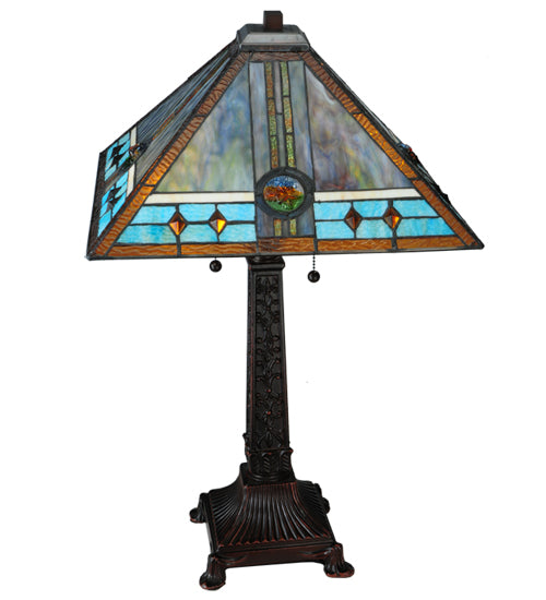 Meyda Tiffany Lighting 138776 Mission Two Light Table Lamp Lamp Bronze / Dark