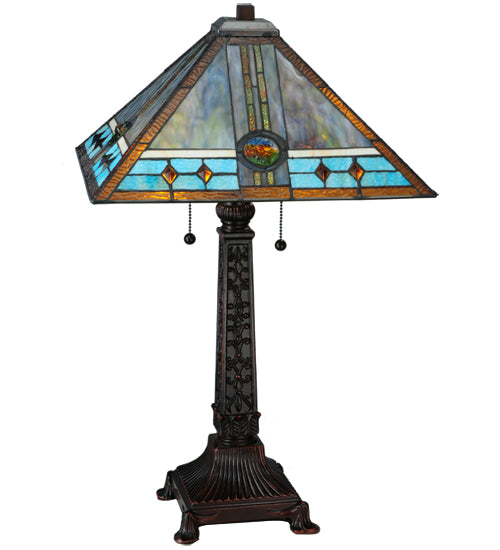 Meyda Tiffany Lighting 138776 Mission Two Light Table Lamp Lamp Bronze / Dark