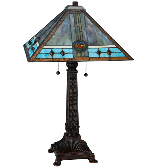 Meyda Tiffany Lighting 138776 Mission Two Light Table Lamp Lamp Bronze / Dark