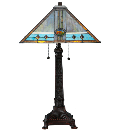 Meyda Tiffany Lighting 138776 Mission Two Light Table Lamp Lamp Bronze / Dark