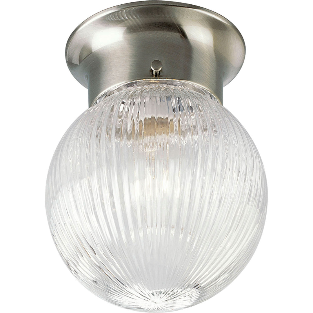 Progress Globe - Clear Ribbed P3599-09 Ceiling Light - Brushed Nickel