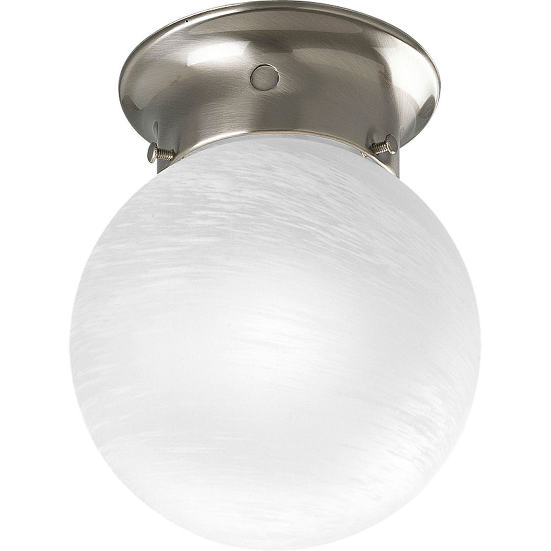 Progress Lighting P3401-09 Globe - Alabaster One Light Flush Mount Utility Light Pewter, Nickel, Silver