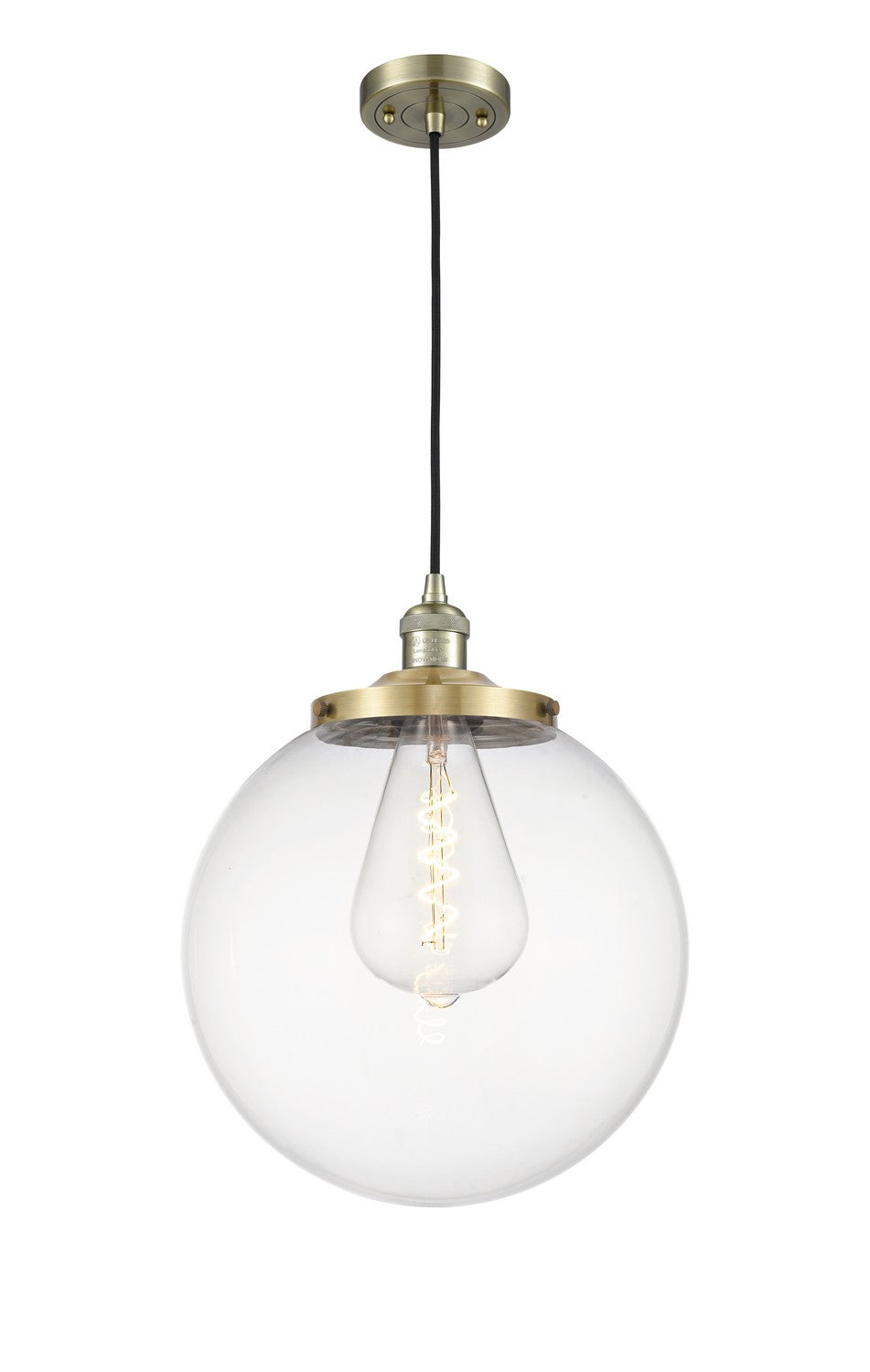Innovations Franklin Restoration 201C-AB-G202-14 Pendant Light - Antique Brass