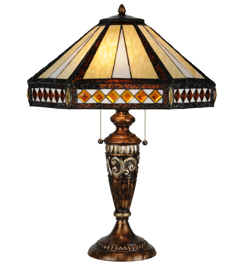 Meyda Tiffany Lighting 139416 Diamond Band Mission Two Light Table Lamp Lamp Bronze / Dark