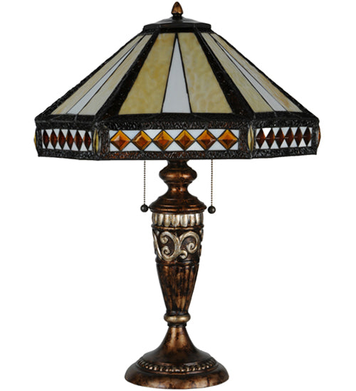 Meyda Tiffany Lighting 139416 Diamond Band Mission Two Light Table Lamp Lamp Bronze / Dark