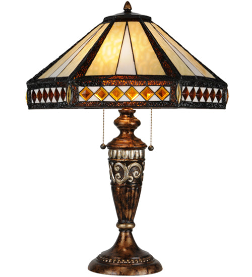 Meyda Tiffany Lighting 139416 Diamond Band Mission Two Light Table Lamp Lamp Bronze / Dark