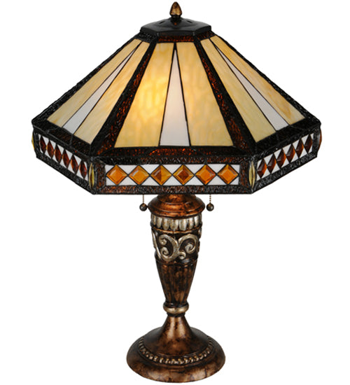 Meyda Tiffany Lighting 139416 Diamond Band Mission Two Light Table Lamp Lamp Bronze / Dark