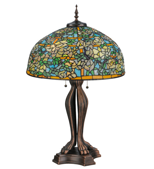 Meyda Tiffany Lighting 139419 Tiffany Laburnum Two Light Table Lamp Lamp Bronze / Dark