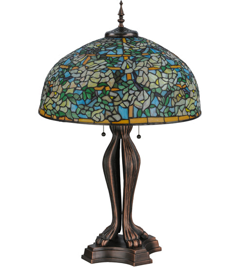 Meyda Tiffany Lighting 139419 Tiffany Laburnum Two Light Table Lamp Lamp Bronze / Dark