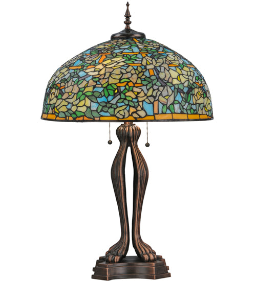 Meyda Tiffany Lighting 139419 Tiffany Laburnum Two Light Table Lamp Lamp Bronze / Dark