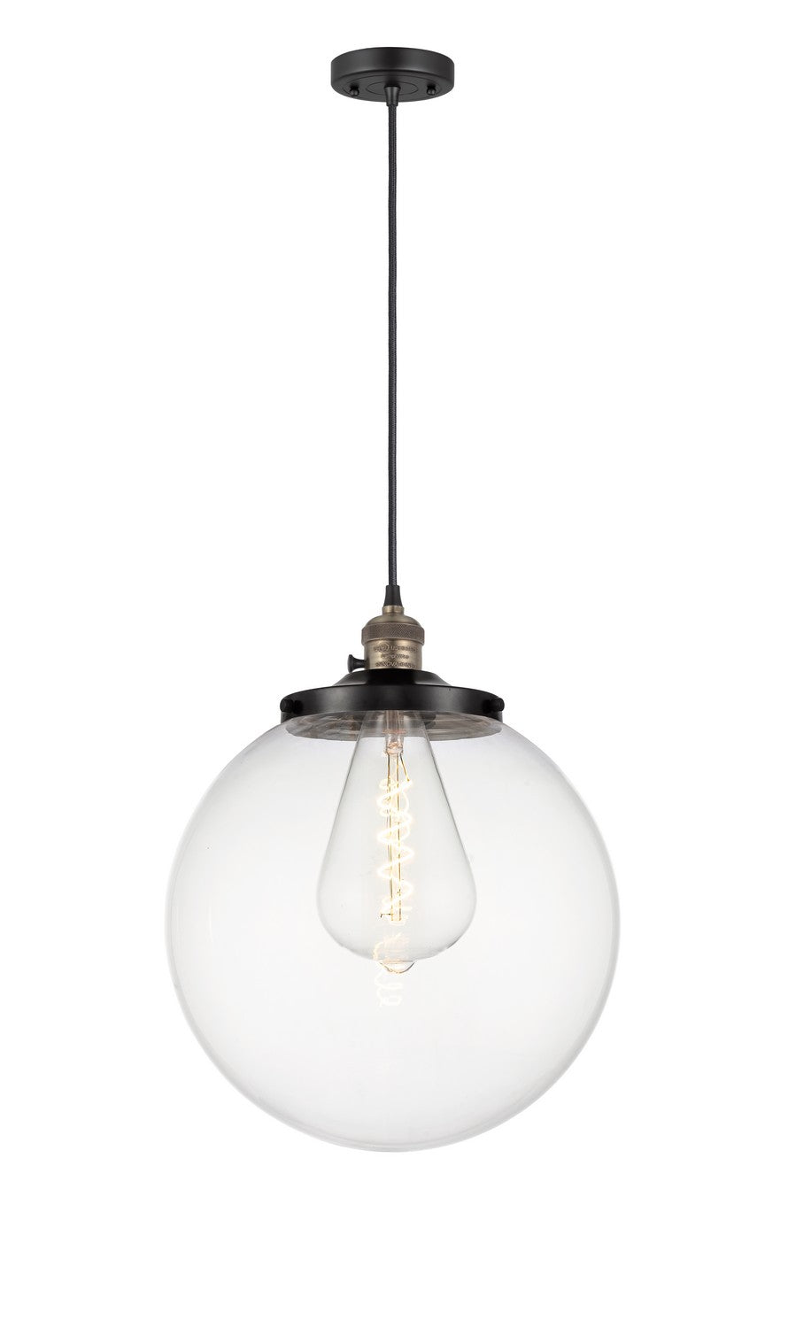 Innovations Franklin Restoration 201CSW-BAB-G202-14 Pendant Light - Black Antique Brass