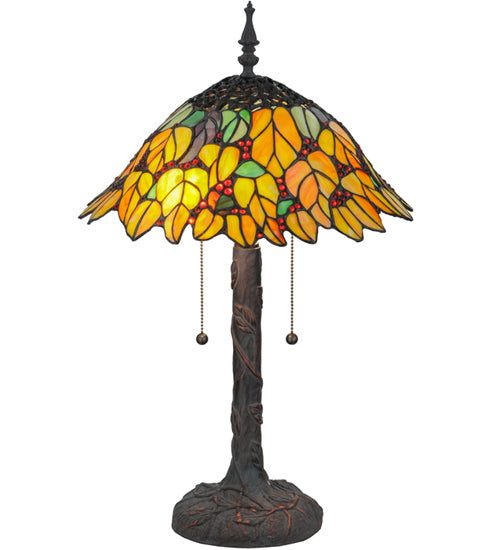Meyda Tiffany Lighting 139603 Follaje Two Light Table Lamp Lamp Bronze / Dark