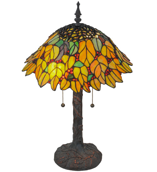 Meyda Tiffany Lighting 139603 Follaje Two Light Table Lamp Lamp Bronze / Dark