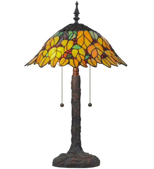 Meyda Tiffany Lighting 139603 Follaje Two Light Table Lamp Lamp Bronze / Dark