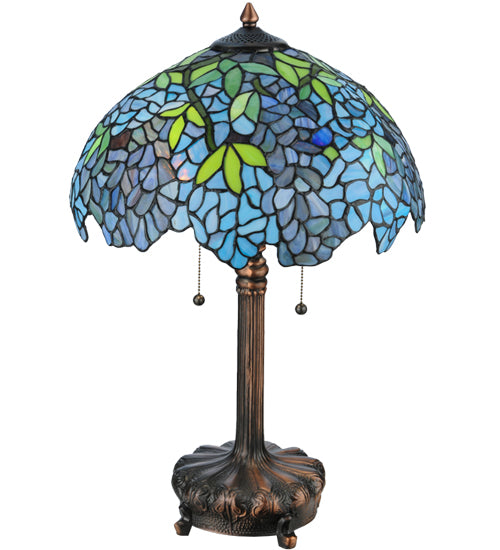 Meyda Tiffany Lighting 139606 Tiffany Wisteria Two Light Table Lamp Lamp Bronze / Dark
