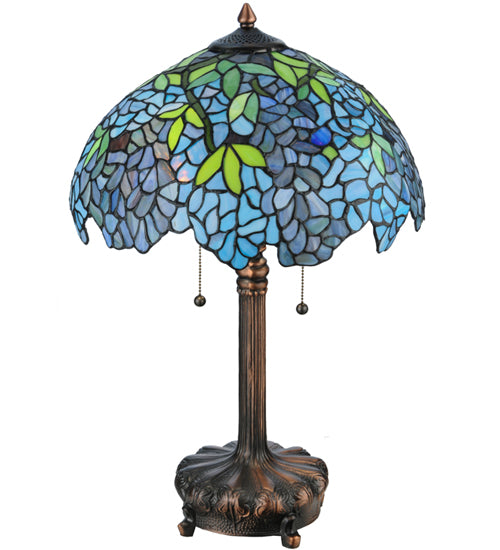 Meyda Tiffany Lighting 139606 Tiffany Wisteria Two Light Table Lamp Lamp Bronze / Dark