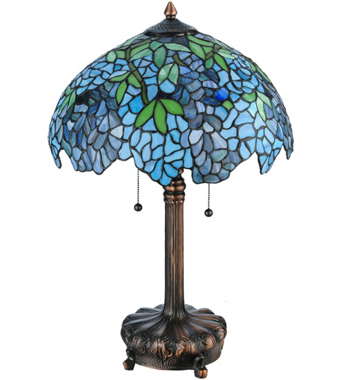 Meyda Tiffany Lighting 139606 Tiffany Wisteria Two Light Table Lamp Lamp Bronze / Dark