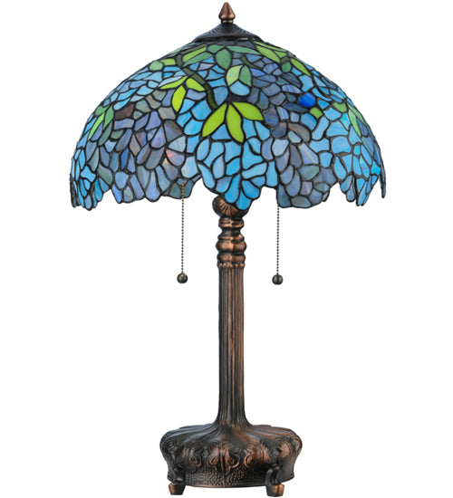 Meyda Tiffany Lighting 139606 Tiffany Wisteria Two Light Table Lamp Lamp Bronze / Dark