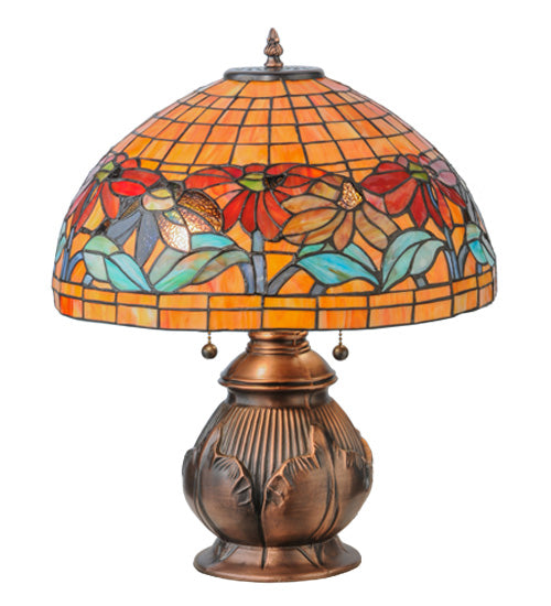 Meyda Tiffany Lighting 139609 Black Eyed Susan Two Light Table Lamp Lamp Copper/Antique/Verde
