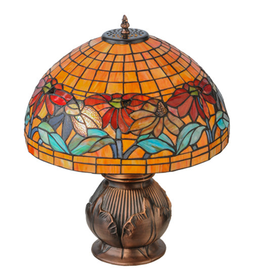 Meyda Tiffany Lighting 139609 Black Eyed Susan Two Light Table Lamp Lamp Copper/Antique/Verde