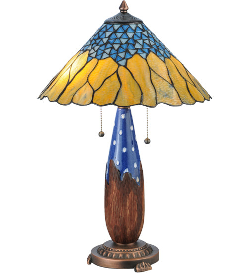 Meyda Tiffany Lighting 139610 Cristal Azul Two Light Table Lamp Lamp Two-Tone