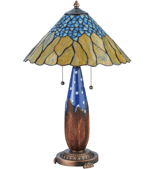 Meyda Tiffany Lighting 139610 Cristal Azul Two Light Table Lamp Lamp Two-Tone