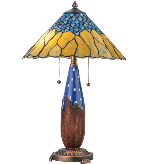 Meyda Tiffany Lighting 139610 Cristal Azul Two Light Table Lamp Lamp Two-Tone