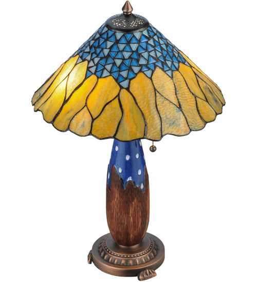 Meyda Tiffany Lighting 139610 Cristal Azul Two Light Table Lamp Lamp Two-Tone
