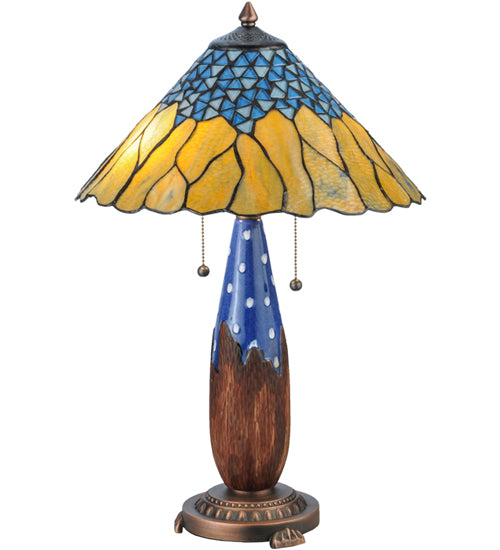 Meyda Tiffany Lighting 139610 Cristal Azul Two Light Table Lamp Lamp Two-Tone