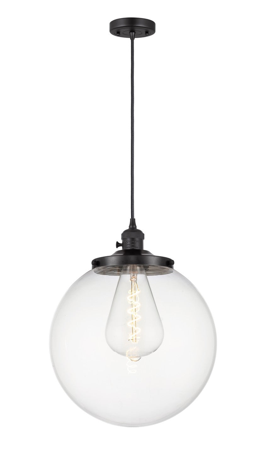 Innovations Franklin Restoration 201CSW-BK-G202-14 Pendant Light - Matte Black