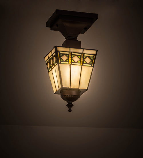 Meyda Tiffany Diamond Band Mission 139925 Ceiling Light - Mahogany Bronze