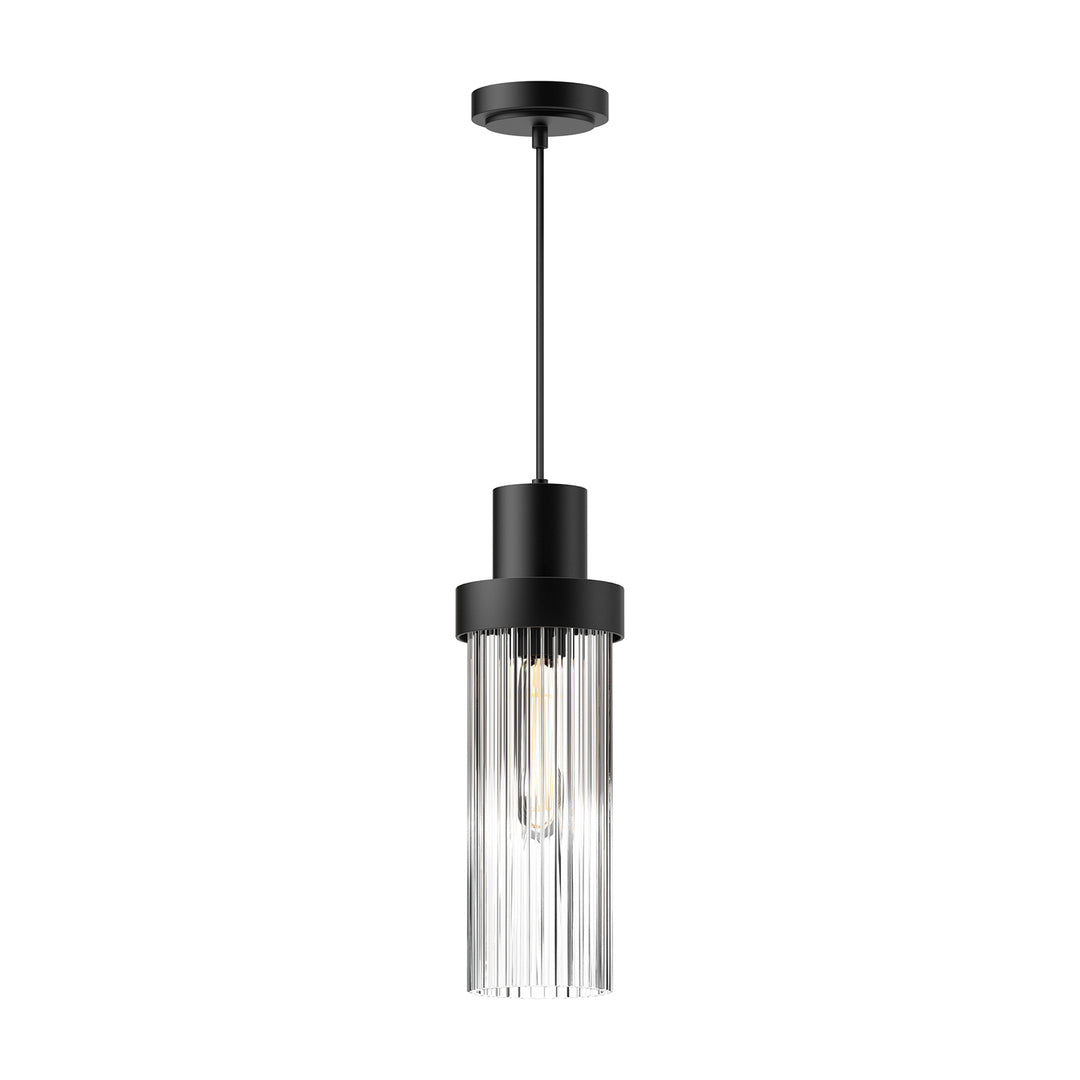 Alora Mood kent PD435605MBCR Pendant Light - Clear Ribbed Glass/Matte Black