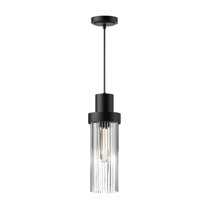 Alora Mood kent PD435605MBCR Pendant Light - Clear Ribbed Glass/Matte Black