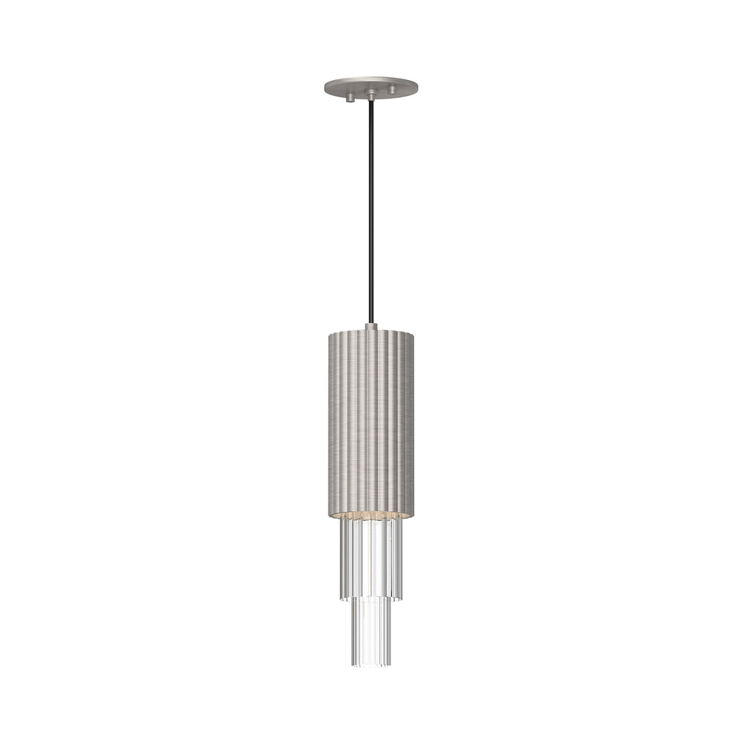 Alora Mood bordeaux PD502204BNCR Pendant Light - Brushed Nickel/Clear Ribbed Glass