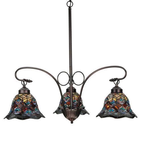 Meyda Tiffany Tiffany Peacock Feather 140351 Chandelier Light - Mahogany Bronze