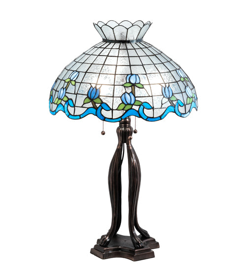 Meyda Tiffany Lighting 140466 Roseborder Three Light Table Lamp Lamp Bronze / Dark