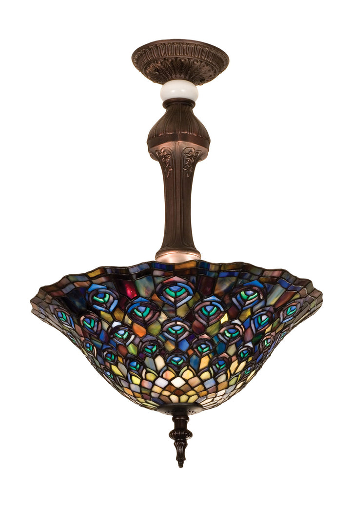 Meyda Tiffany Tiffany Peacock Feather 31101 Ceiling Light - Green/Blue Pbag Purple/Blue Lt Blue Aqua/Green