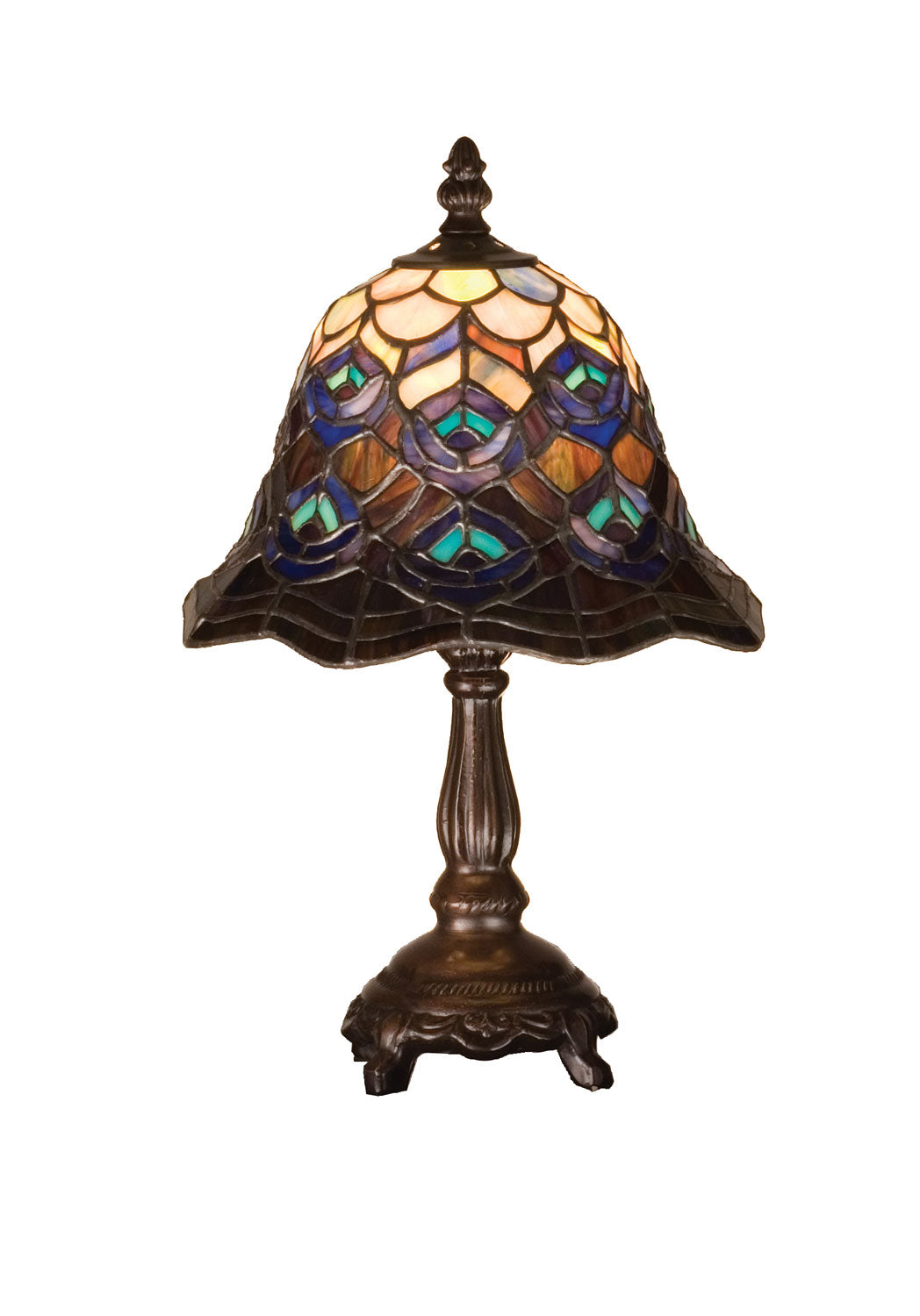 Meyda Tiffany Lighting 30317 Tiffany Peacock Feather One Light Mini Lamp Lamp Bronze / Dark