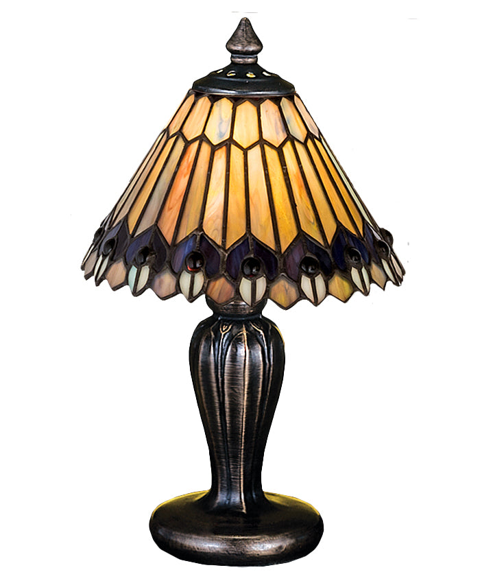 Meyda Tiffany Lighting 27560 Tiffany Jeweled Peacock Mini Lamp Lamp Bronze / Dark