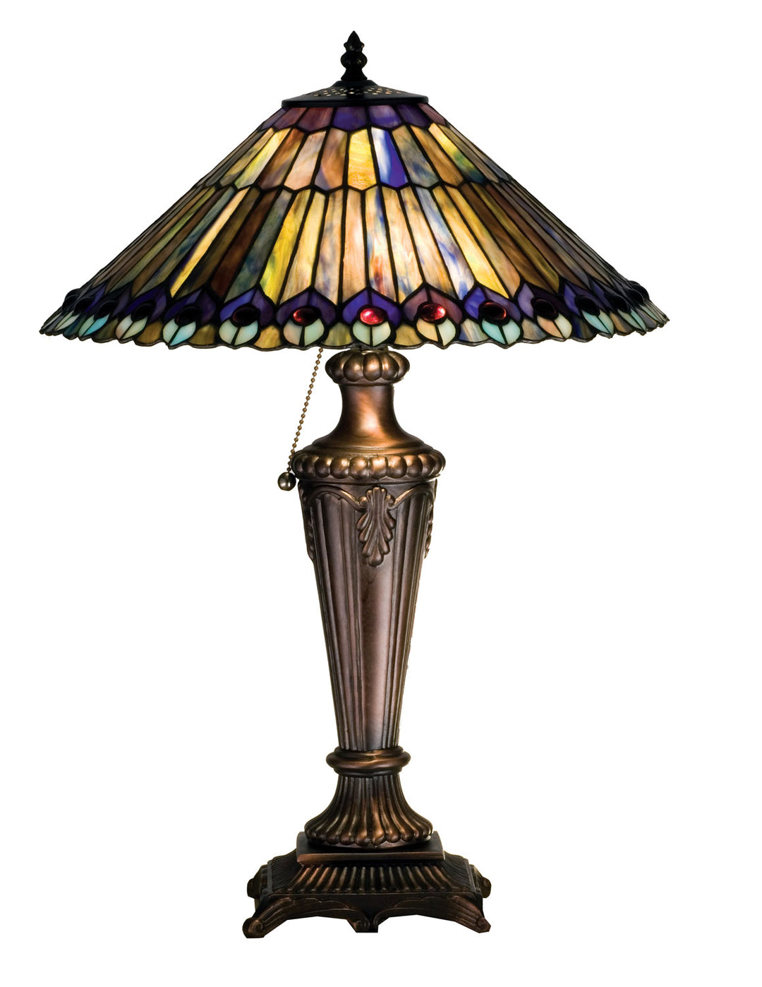 Meyda Tiffany Lighting 27563 Tiffany Jeweled Peacock Table Lamp Lamp Bronze / Dark