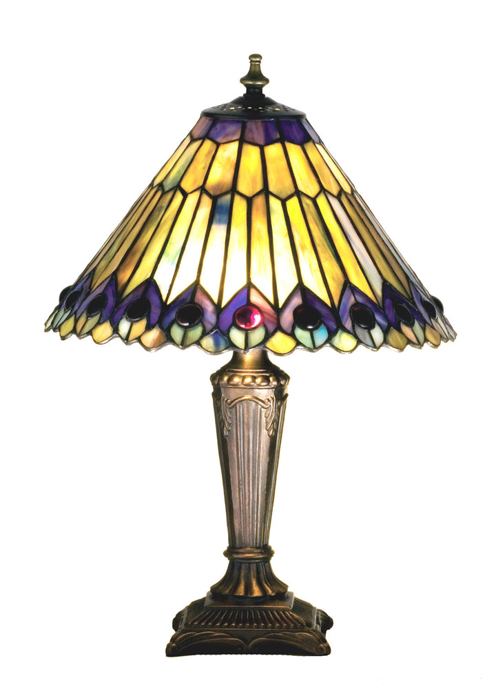 Meyda Tiffany Lighting 27564 Tiffany Jeweled Peacock One Light Accent Lamp Lamp Bronze / Dark