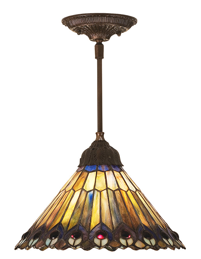 Meyda Tiffany Tiffany Jeweled Peacock 48926 Pendant Light - Green/Blue Purple/Blue Purple/Blue Purple