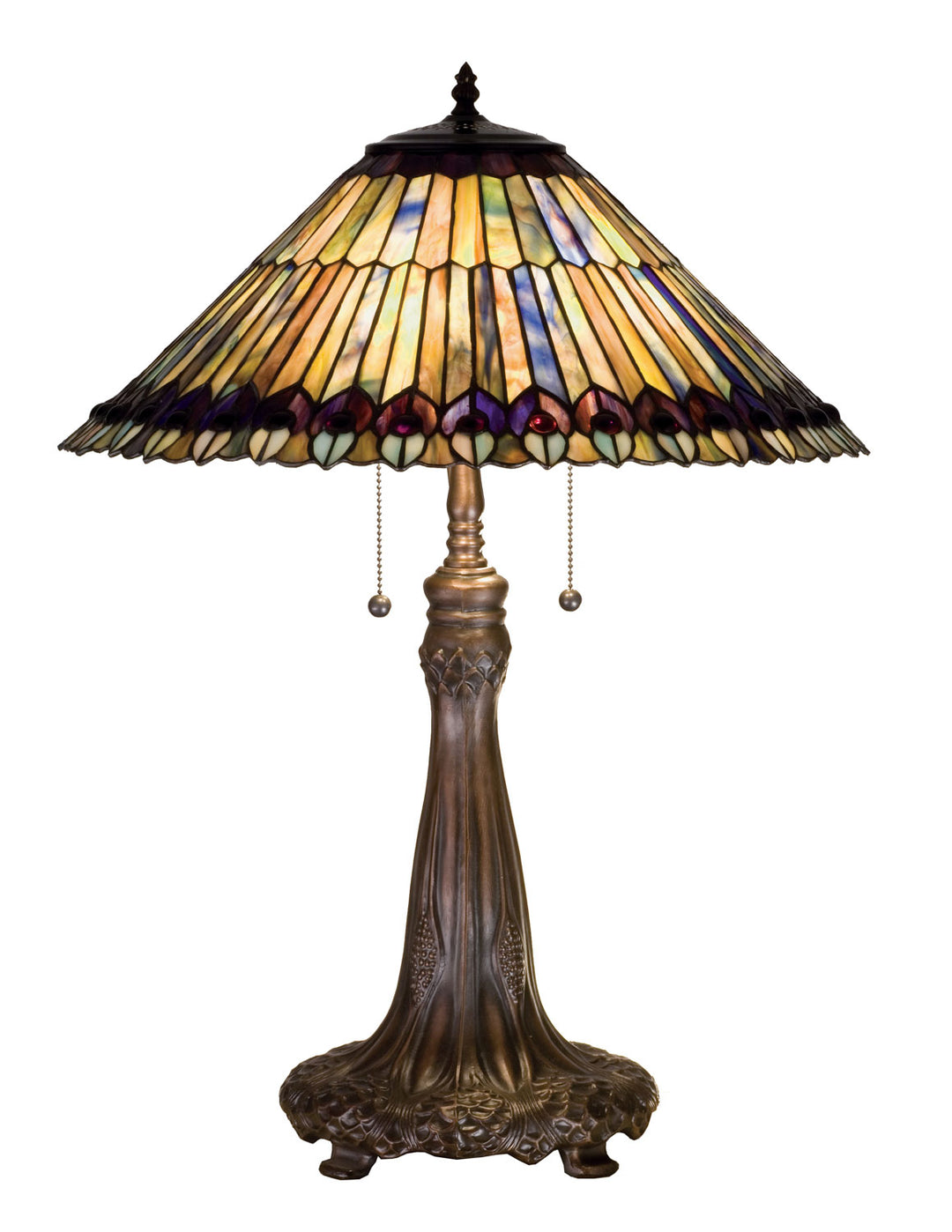 Meyda Tiffany Lighting 27562 Tiffany Jeweled Peacock Table Lamp Lamp Bronze / Dark