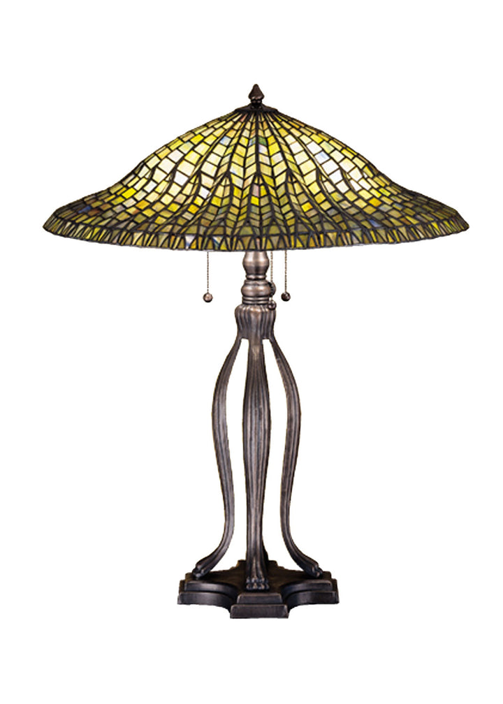 Meyda Tiffany Lighting 29385 Tiffany Lotus Leaf Table Lamp Lamp Bronze / Dark