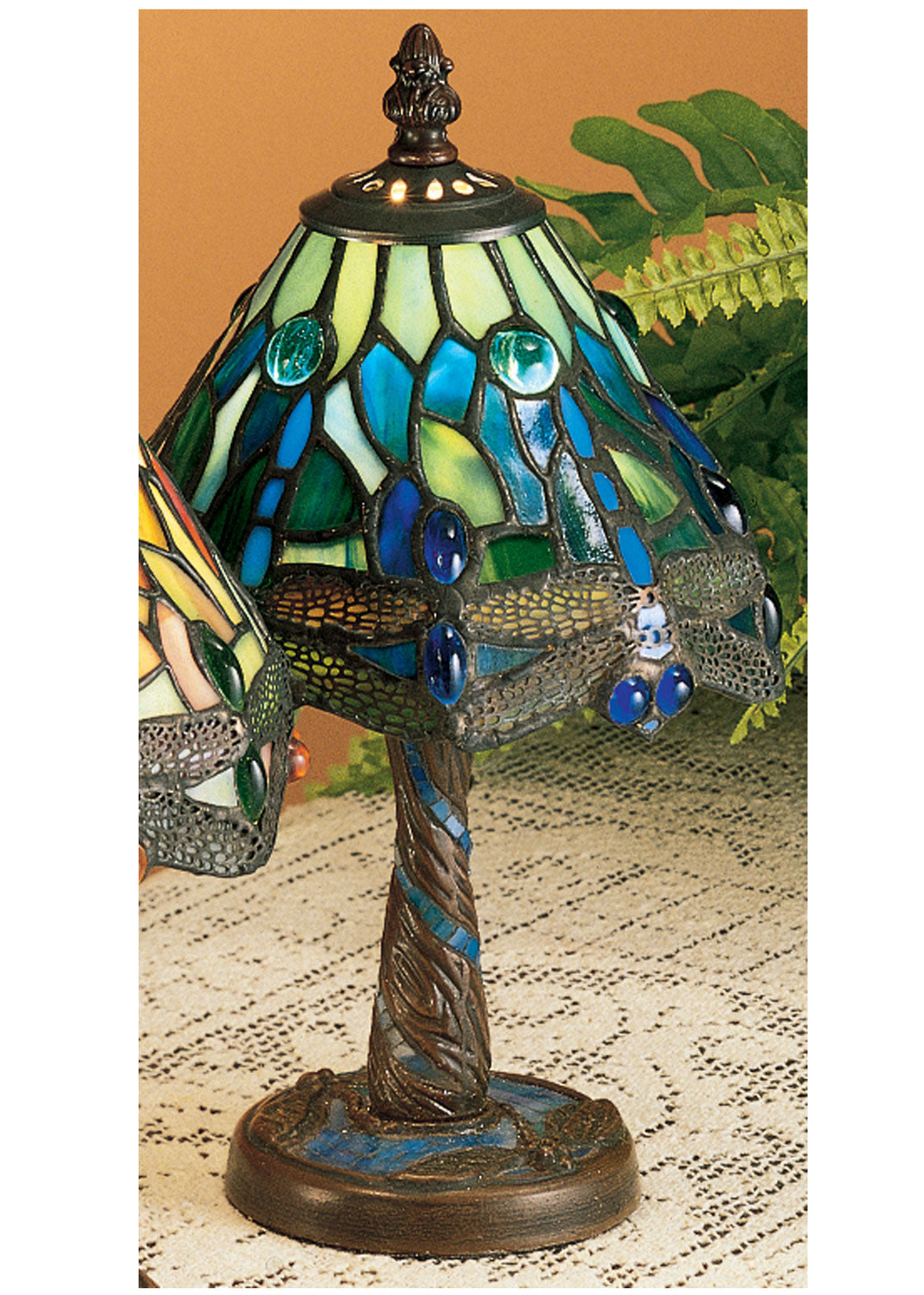 Meyda Tiffany Lighting 26617 Tiffany Hanginghead Dragonfly One Light Mini Lamp Lamp Bronze / Dark