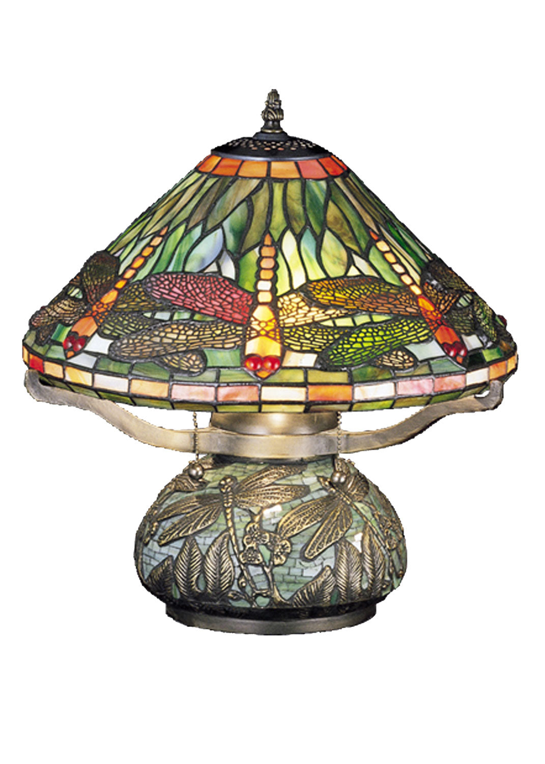 Meyda Tiffany Lighting 26681 Tiffany Dragonfly Three Light Table Lamp Lamp Bronze / Dark