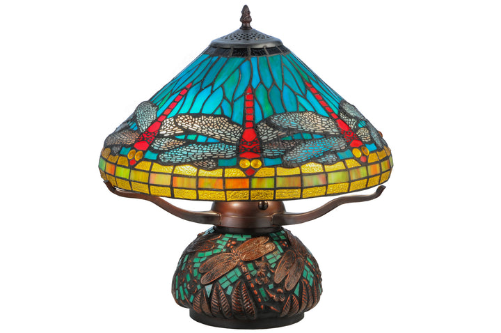 Meyda Tiffany Lighting 27159 Tiffany Dragonfly Three Light Table Lamp Lamp Bronze / Dark