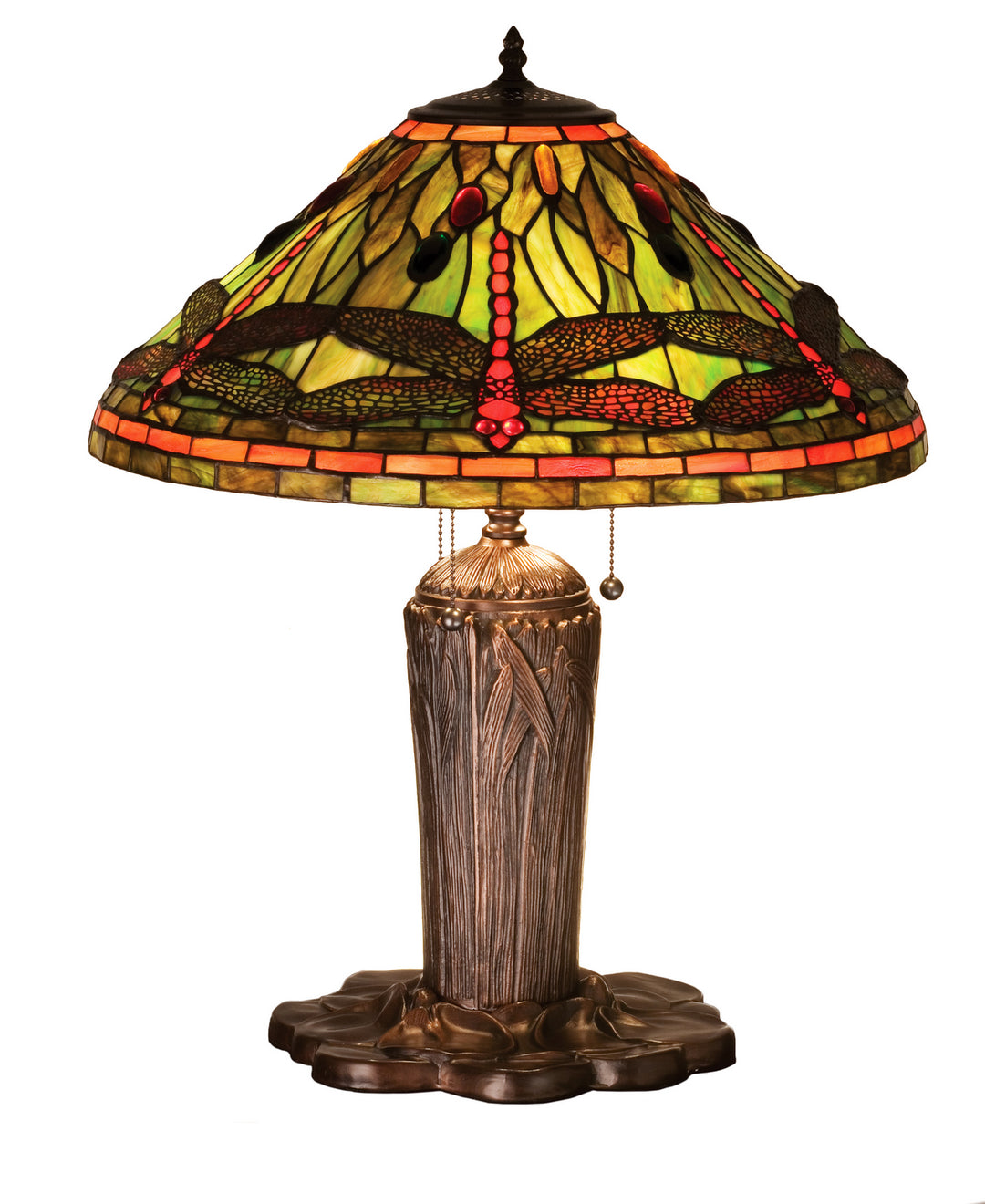 Meyda Tiffany Lighting 26680 Tiffany Dragonfly Three Light Table Lamp Lamp Bronze / Dark