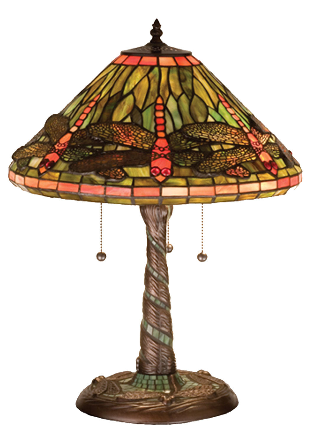 Meyda Tiffany Lighting 27812 Tiffany Dragonfly Three Light Table Lamp Lamp Bronze / Dark